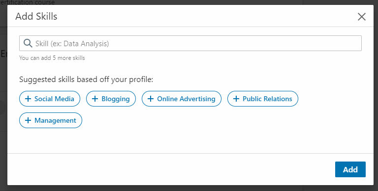 Add Skills Linkedin