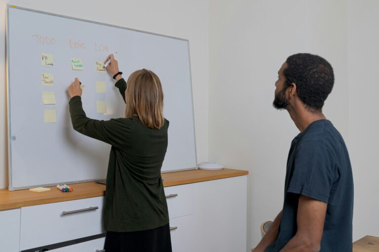 Product Managers Writing On A Whiteboard